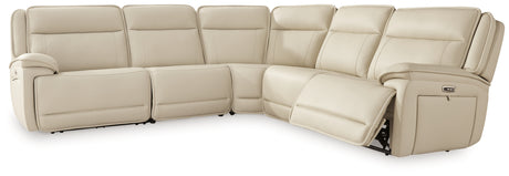 Double Deal Almond 5-Piece Power Reclining Sectional - Ornate Home