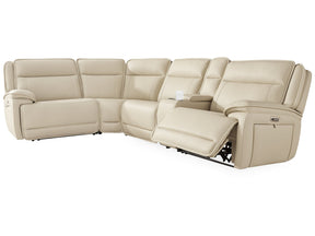 Double Deal Almond 5-Piece Reclining Sectional with Console (Online Special Price) - Ornate Home