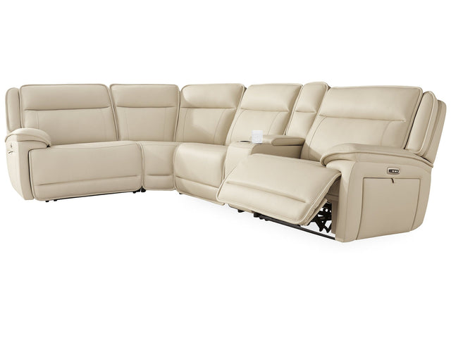 Double Deal Almond 5-Piece Reclining Sectional with Console (Online Special Price) - Ornate Home
