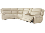 Double Deal Almond 5-Piece Reclining Sectional with Console - Ornate Home