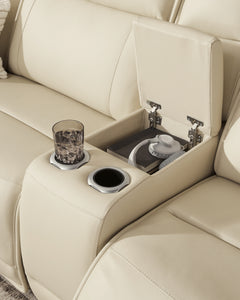 Double Deal Almond 5-Piece Reclining Sectional with Console - Ornate Home