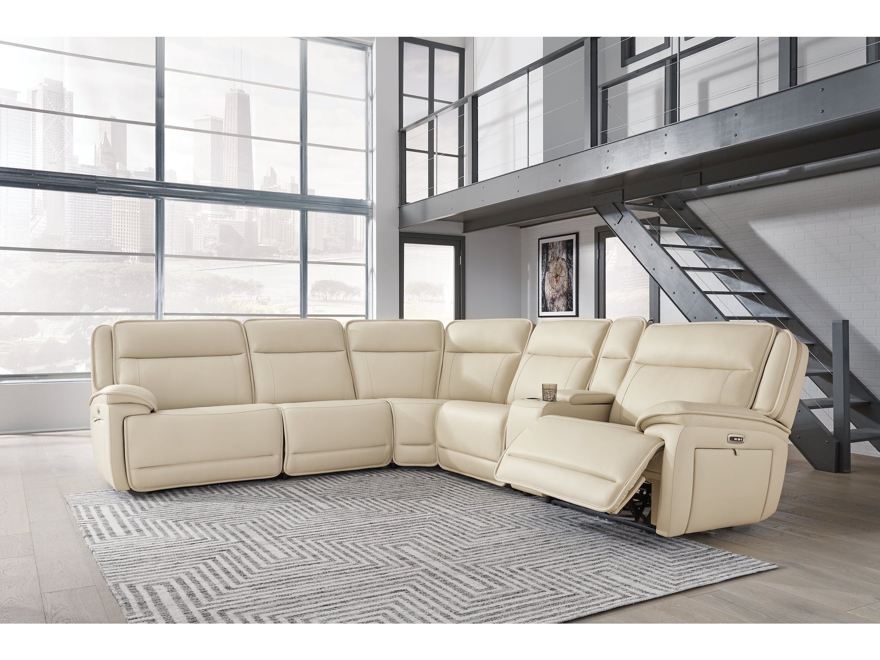 Double Deal Almond 6-Piece Power Reclining Sectional - Ornate Home