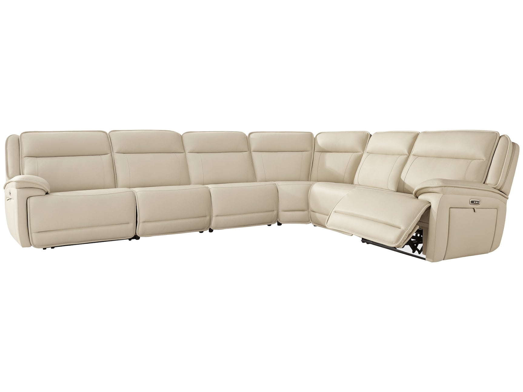 Double Deal Almond 6-Piece Reclining Sectional - Ornate Home