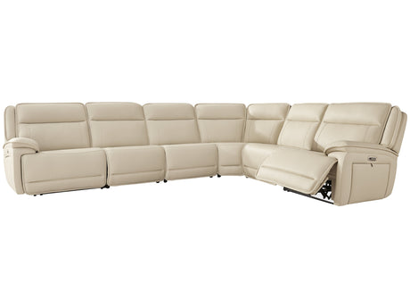 Double Deal Almond 6-Piece Reclining Sectional - Ornate Home