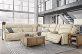 Double Deal Almond 7-Piece Reclining Sectional with 2 Consoles (Online Special Price) - Ornate Home
