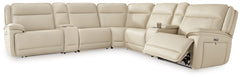 Double Deal Almond 7-Piece Reclining Sectional with 2 Consoles - Ornate Home