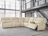 Double Deal Almond 7-Piece Reclining Sectional with 2 Consoles - Ornate Home