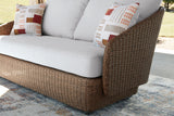 Double Point Beige Love/Swivel Chairs Set (Set of 3) - Ornate Home