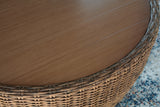 Double Point Beige Round Cocktail Table - Ornate Home