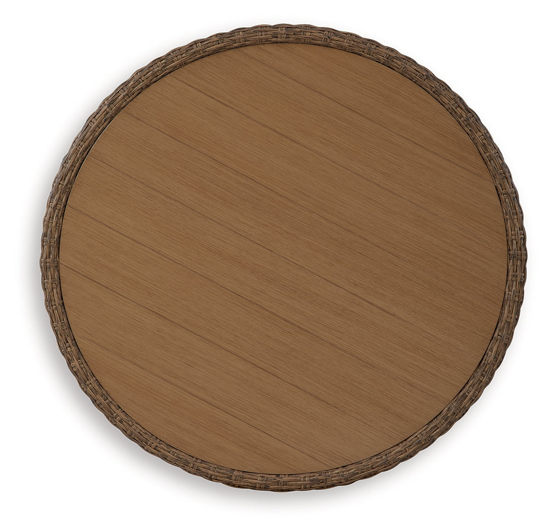 Double Point Beige Round Cocktail Table - Ornate Home