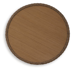 Double Point Beige Round Cocktail Table - Ornate Home