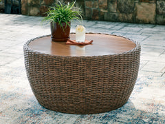 Double Point Beige Round Cocktail Table - Ornate Home