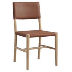 Dover Natural Wood Vegan Leather Dining Side Chair - Ornate Home