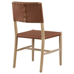 Dover Natural Wood Vegan Leather Dining Side Chair - Ornate Home