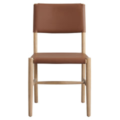 Dover Natural Wood Vegan Leather Dining Side Chair - Ornate Home