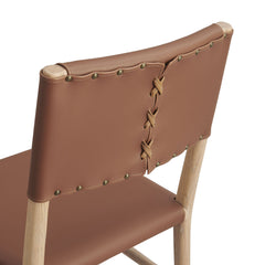 Dover Natural Wood Vegan Leather Dining Side Chair - Ornate Home