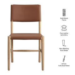 Dover Natural Wood Vegan Leather Dining Side Chair - Ornate Home