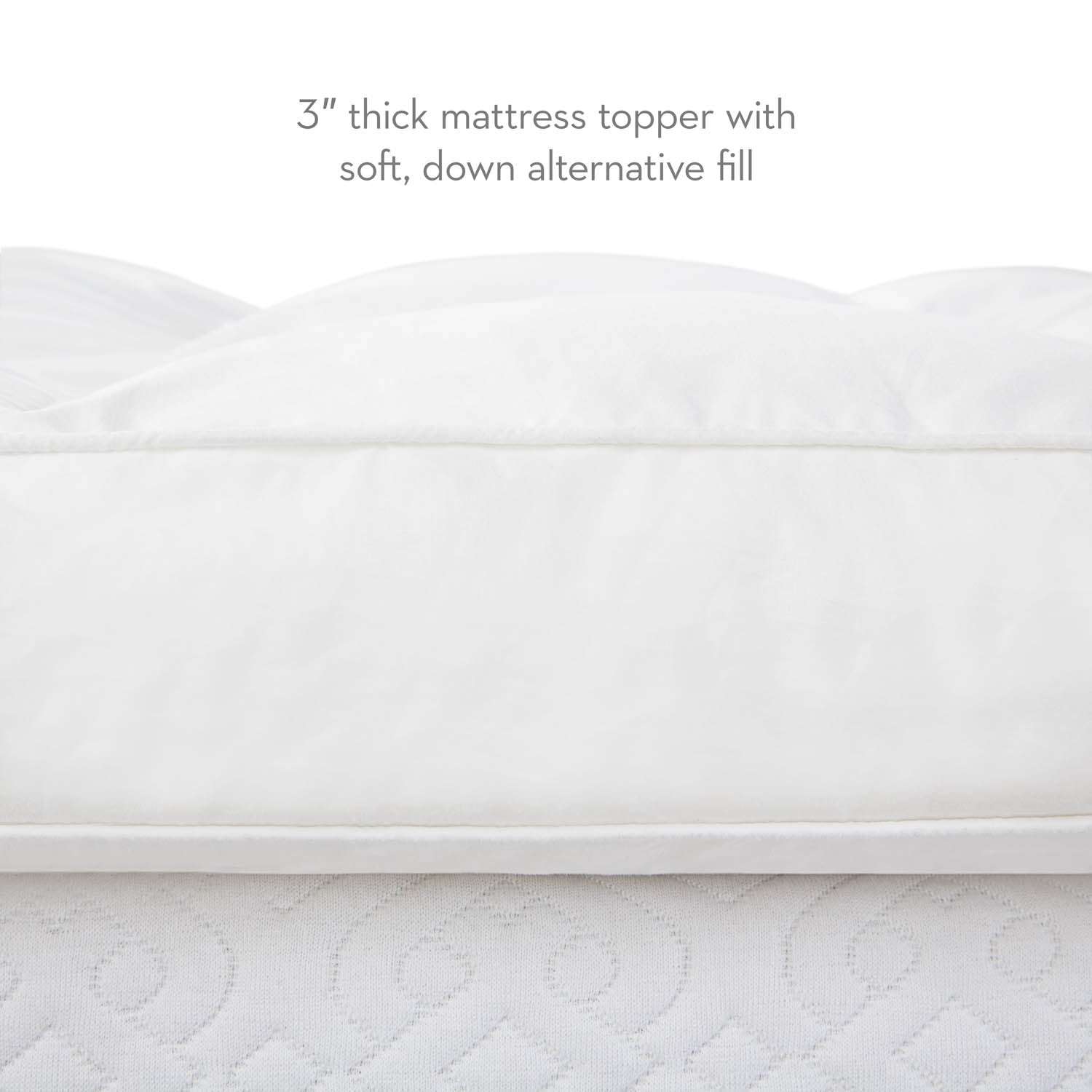 Down Alternative White Twin 3" Mattress Topper - Ornate Home