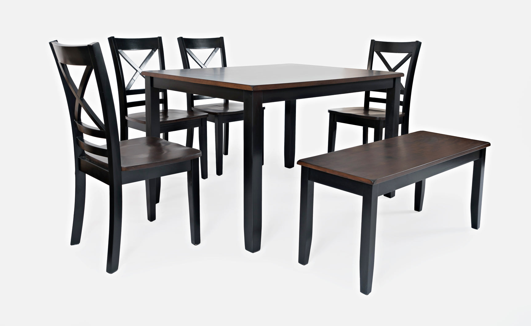 Asbury Park Black/Autumn Brown Dining Table, 4 Chairs, Bench