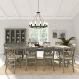 Telluride Driftwood Trestle Counter Dining Table w/ 10 Stools