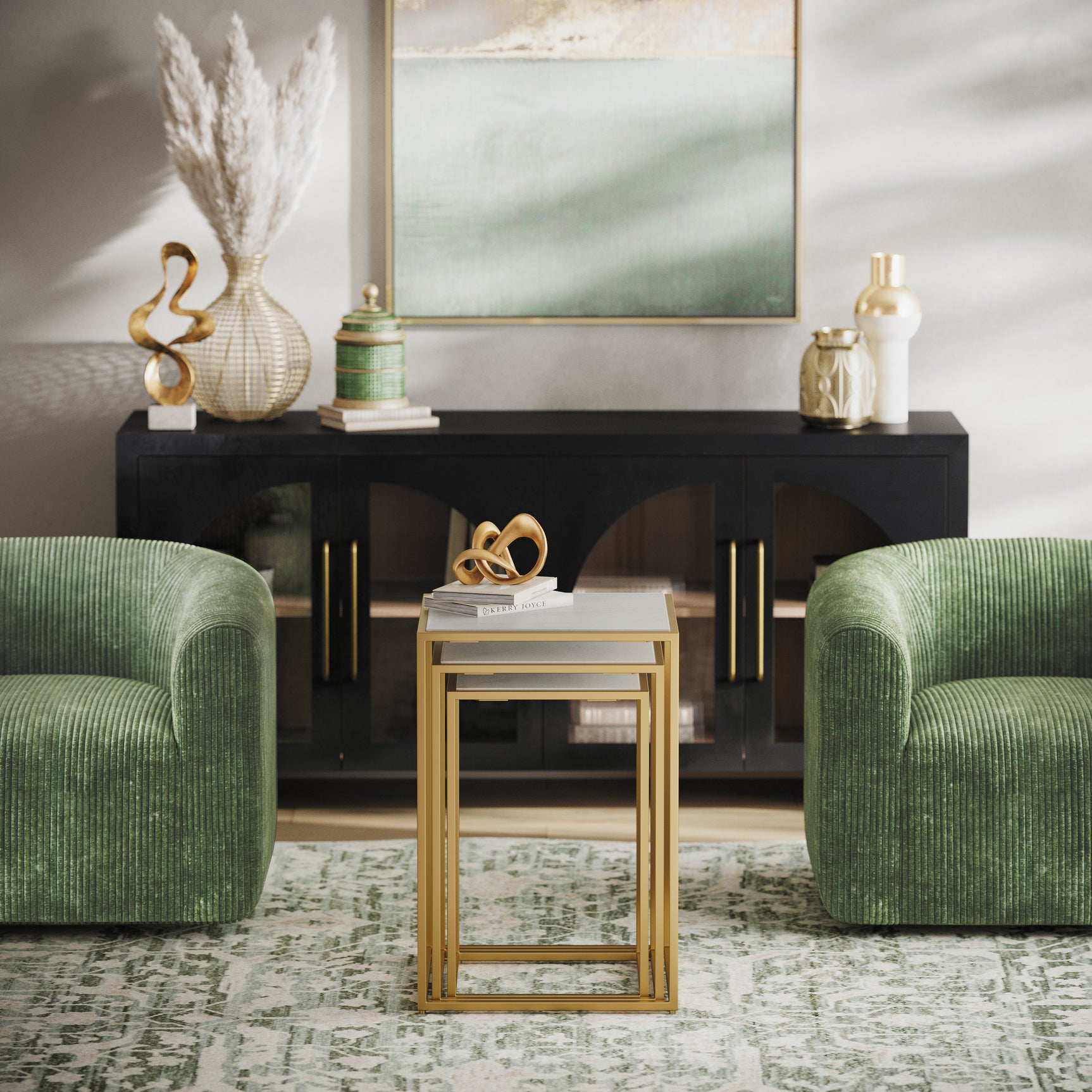 3pc Gold Marble Nesting Set
