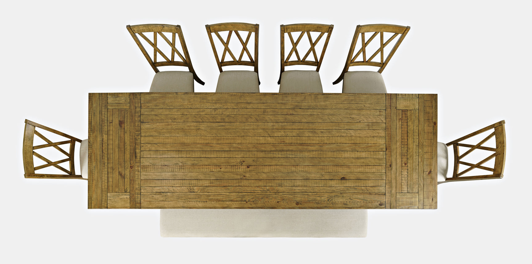Telluride Gold Trestle Dining Table w/ 6 Chairs, Bench