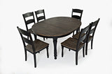Madison County Vintage Black Round to Oval Dining Table w/ 6 Chairs