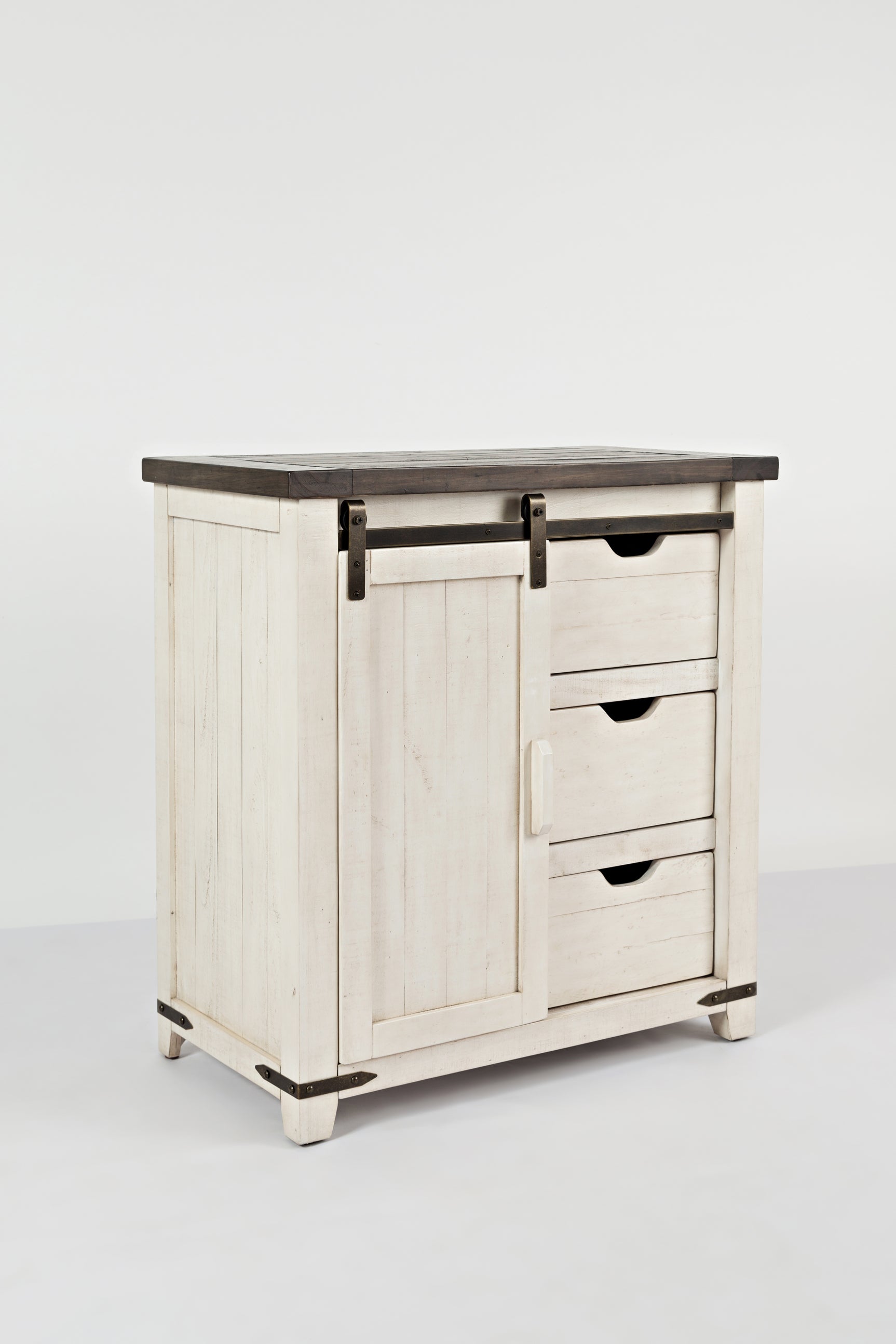 Madison County Vintage White 32 Barn Door Accent Cabinet