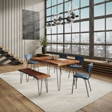 Nature's Edge Light Chestnut/Slate 60 Dining Table w/ 4 Owen Chairs and Bench