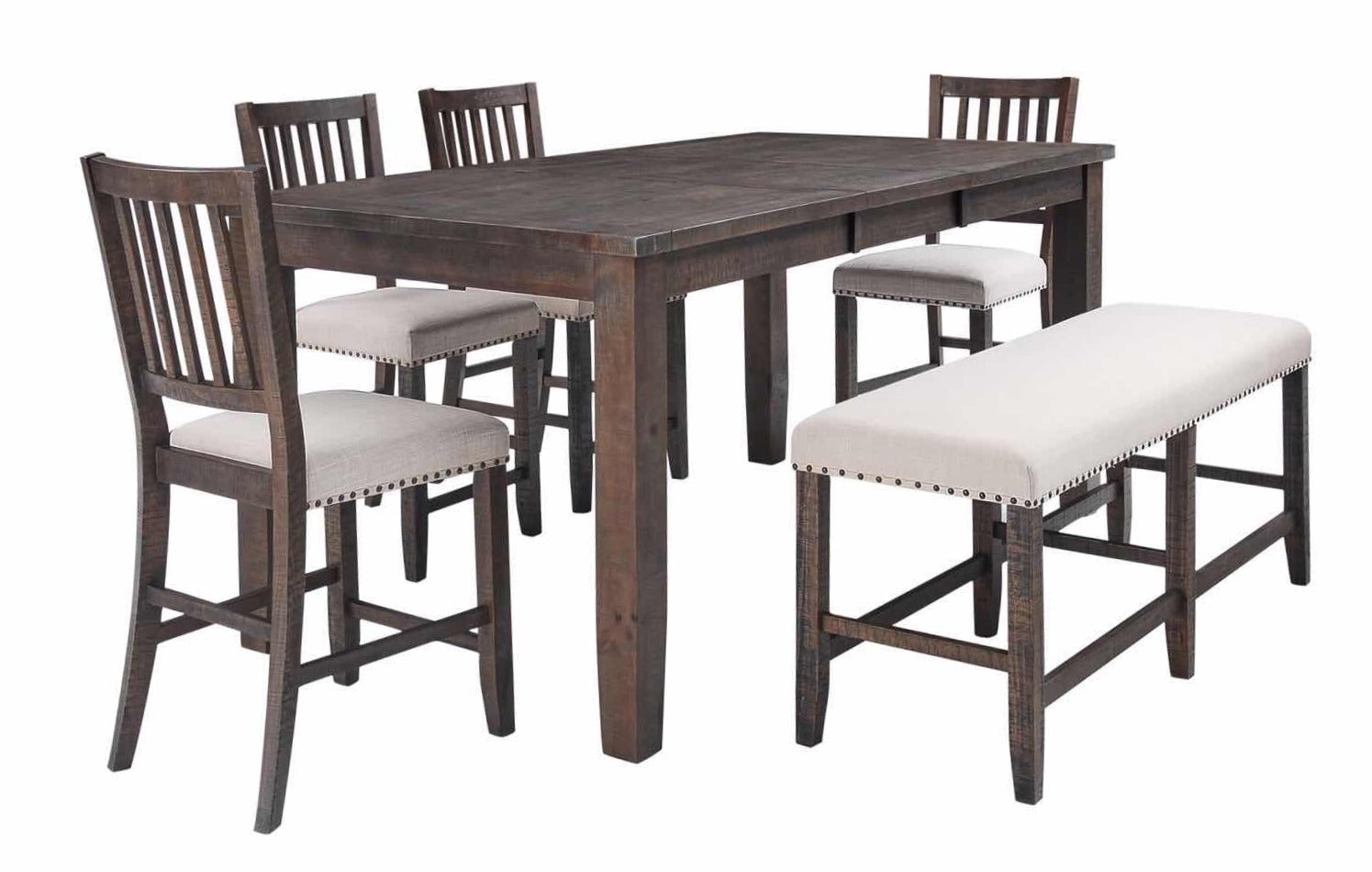 Willow Creek Brown/Cream Ext Counter Dining Table w/ 4 Stools, Bench