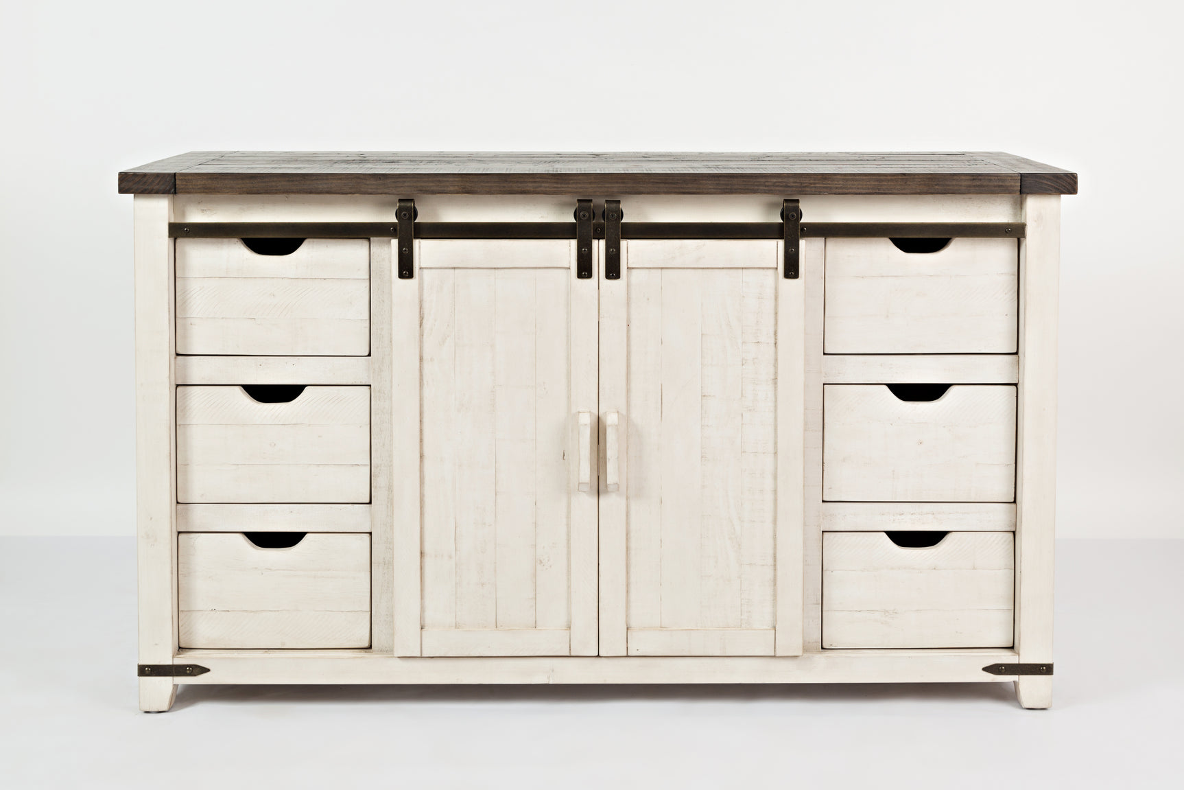 Madison County Vintage White 60 Barn Door Server