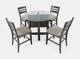Altamonte Brushed Grey Round Counter Dining Table w/ 4 Ladderback Stools