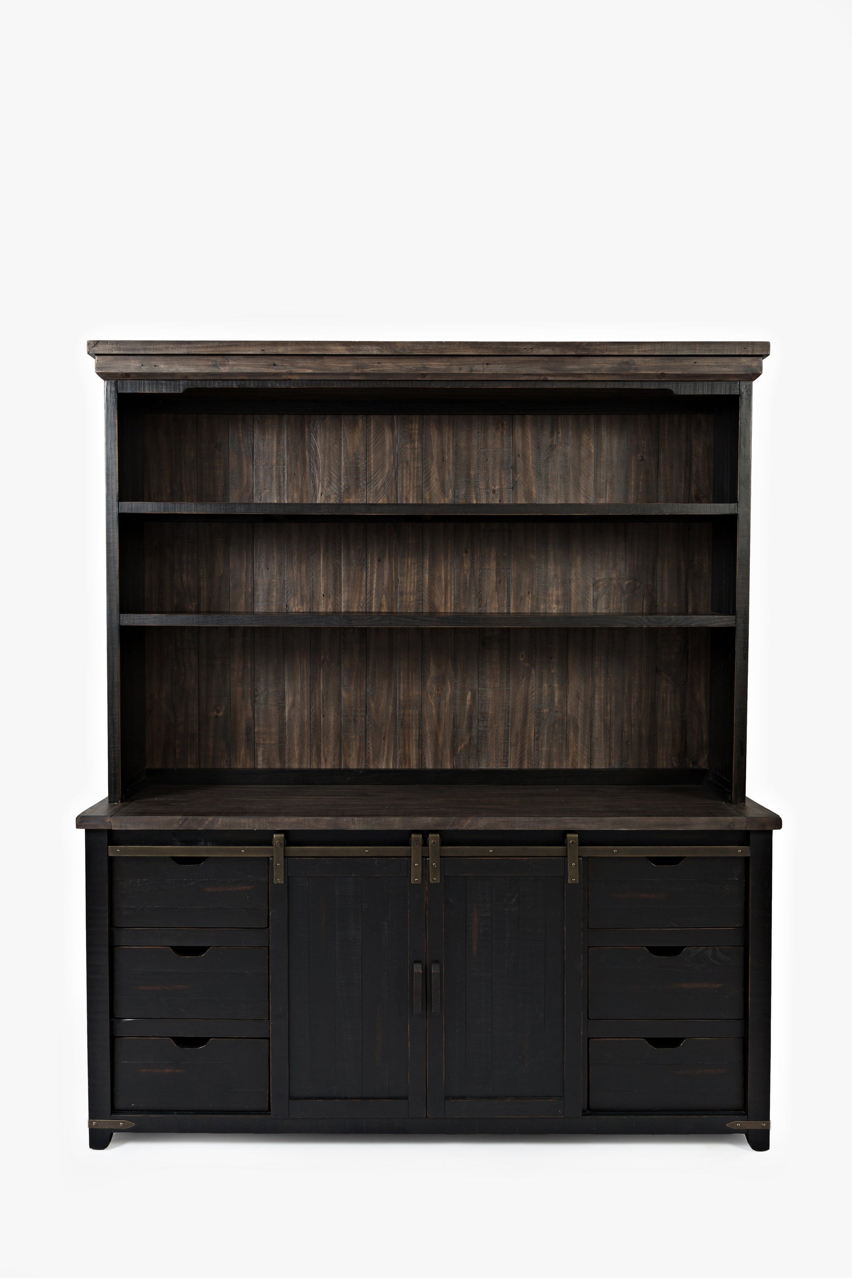 Madison County Vintage Black 70 Barndoor Hutch Server