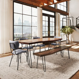 Nature's Edge Light Chestnut/Grey 79 Dining Table w/ 4 Owen Chairs and Bench