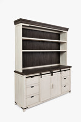 Madison County Vintage White 70 Barndoor Hutch Server