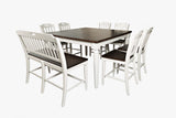 Orchard Park Dark Brown/Light Grey Counter Dining Table w/ 6 Stools, Bench