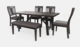 American Rustics Dark Brown/Black Dining Table w/ 4 Chairs, Bench