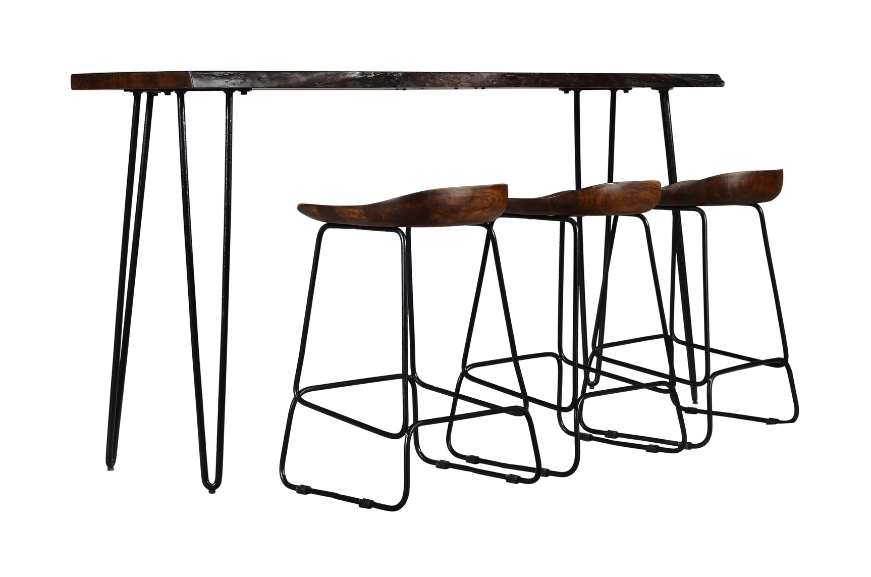 Nature's Edge Light Chestnut Sofa Console w/ 3 Backless Stools