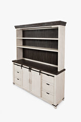 Madison County Vintage White 70 Barndoor Hutch Server
