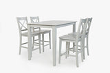 Simplicity Dove Counter Table w/ 4 X-Back Stools