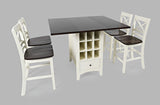 Asbury Park White/Autumn Brown Counter Drop Leaf Table w/ 4 X-Back Stools
