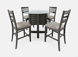 Altamonte Brushed Grey Round Counter Dining Table w/ 4 Ladderback Stools