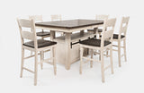 Madison County Vintage White High/Low Dining Table w/ 6 Stools