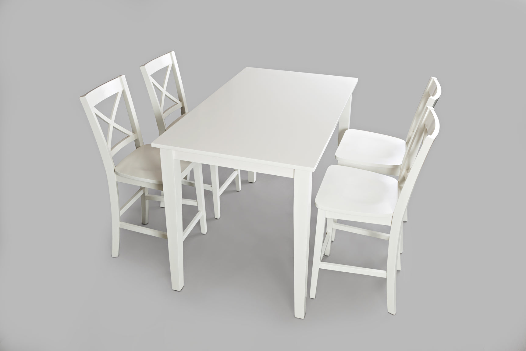 Simplicity Paperwhite Counter Dining Table w/ 4 X-Back Stools