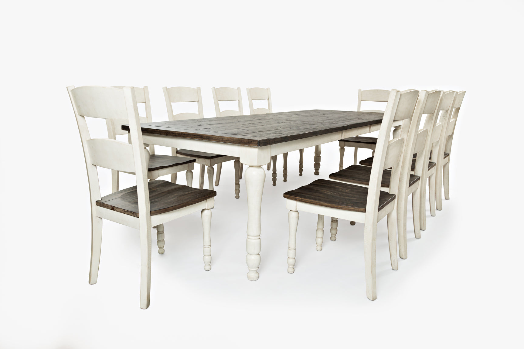 Madison County Vintage White Ext Dining Table w/ 6 Chairs