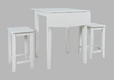 Eastern Tides Blanc Dropleaf Counter Dining Table w/ 2 Backless Stools