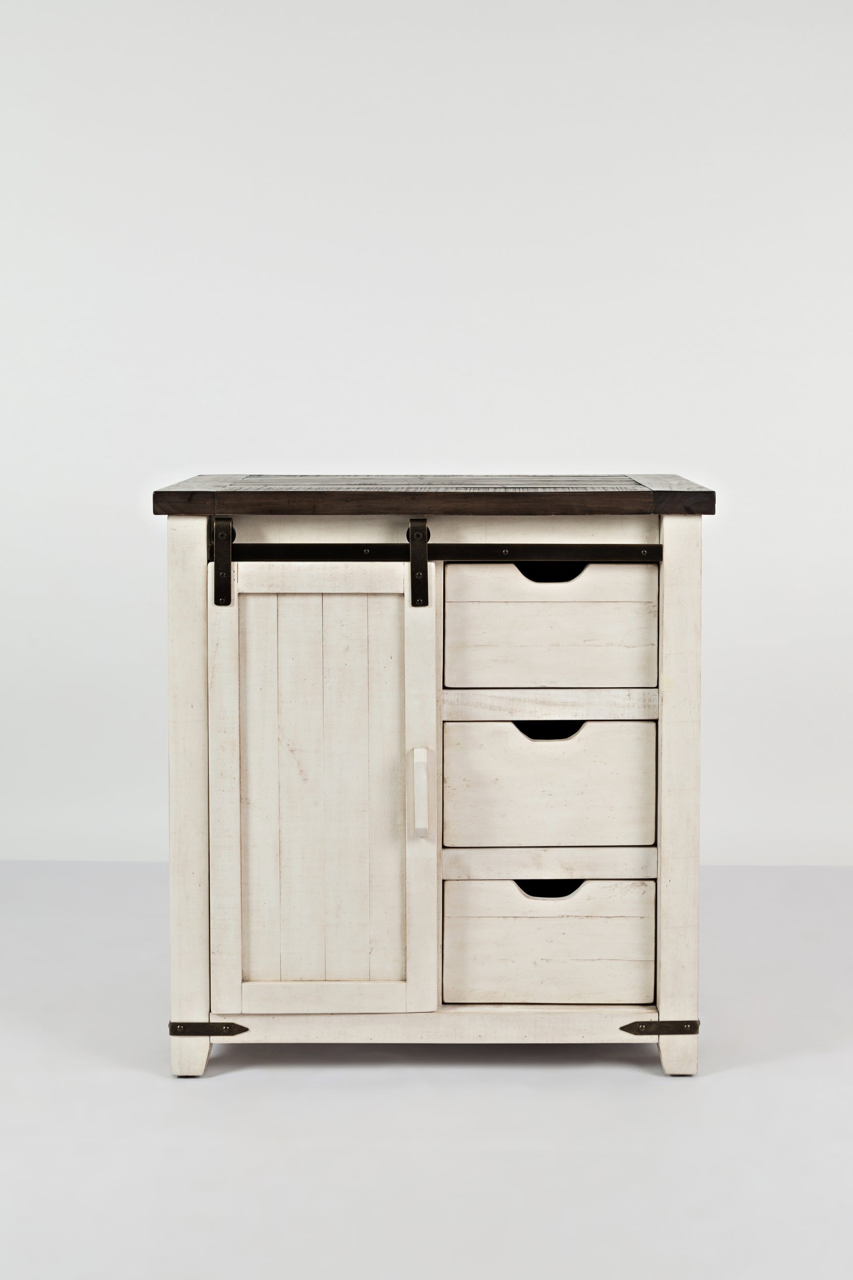 Madison County Vintage White 32 Barn Door Accent Cabinet