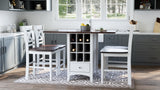 Asbury Park White/Autumn Brown Counter Drop Leaf Table w/ 4 X-Back Stools