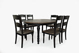 Madison County Vintage Black Round to Oval Dining Table w/ 6 Chairs