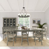 Telluride Driftwood Trestle Counter Dining Table w/ 8 Stools